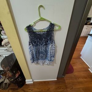 One World Blue Patterned Women's Top